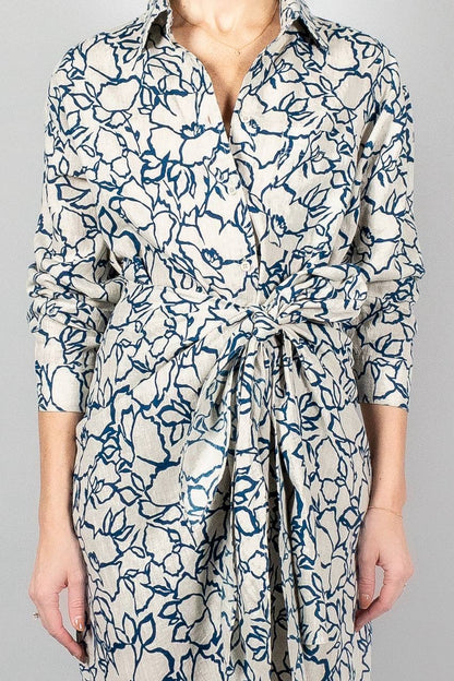 AA Alessandra Sarong Linen Midi Dress Shirtdress