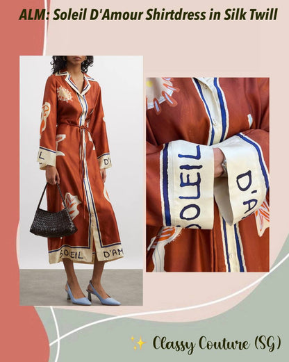 ALM Soleil D'Amour Silk Twill Long Sleeve Shirtdress Midi Dress