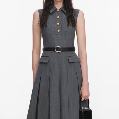 SP Grey Tailored Pleated Midi Dress