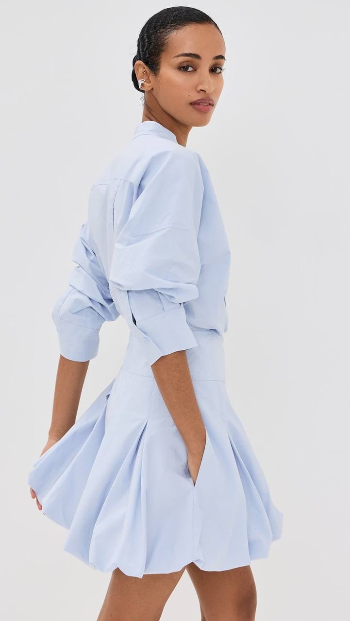 3 Colors! SK Effie Bubble Cotton-blend Mini Dress Shirtdress