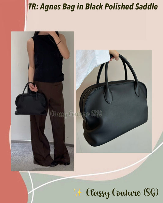 TR Agnes Bag in Black Calfskin Leather