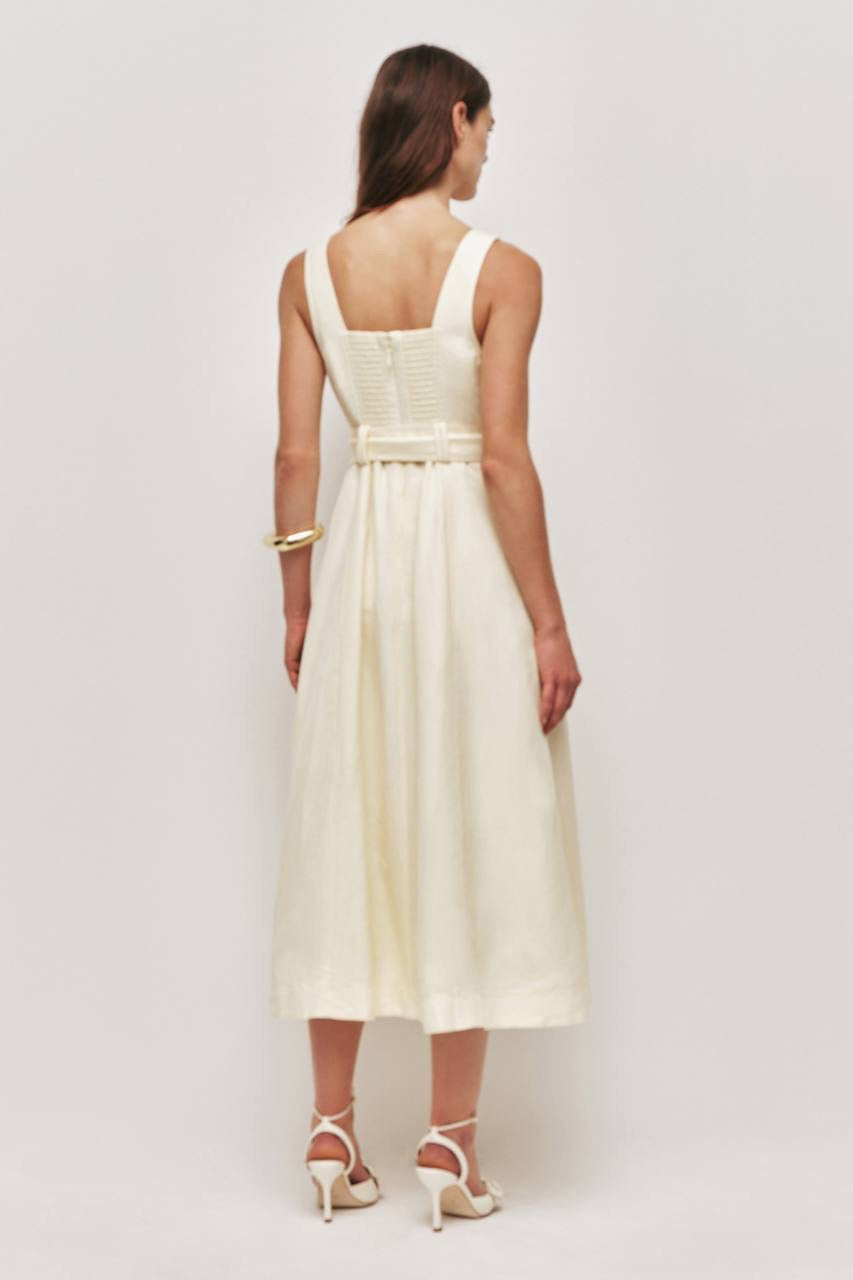 AJ Leonie Linen-blend Midi Dress