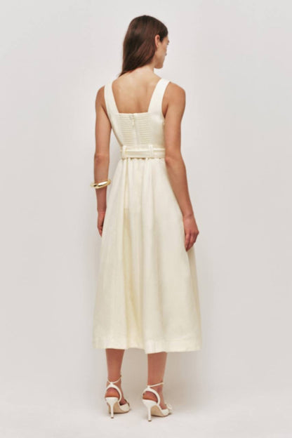 AJ Leonie Linen-blend Midi Dress