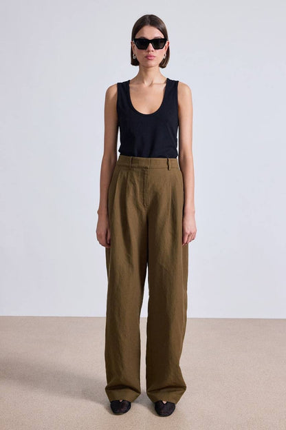 AA Mirabelle Wool-Linen High Waist Trousers Pants