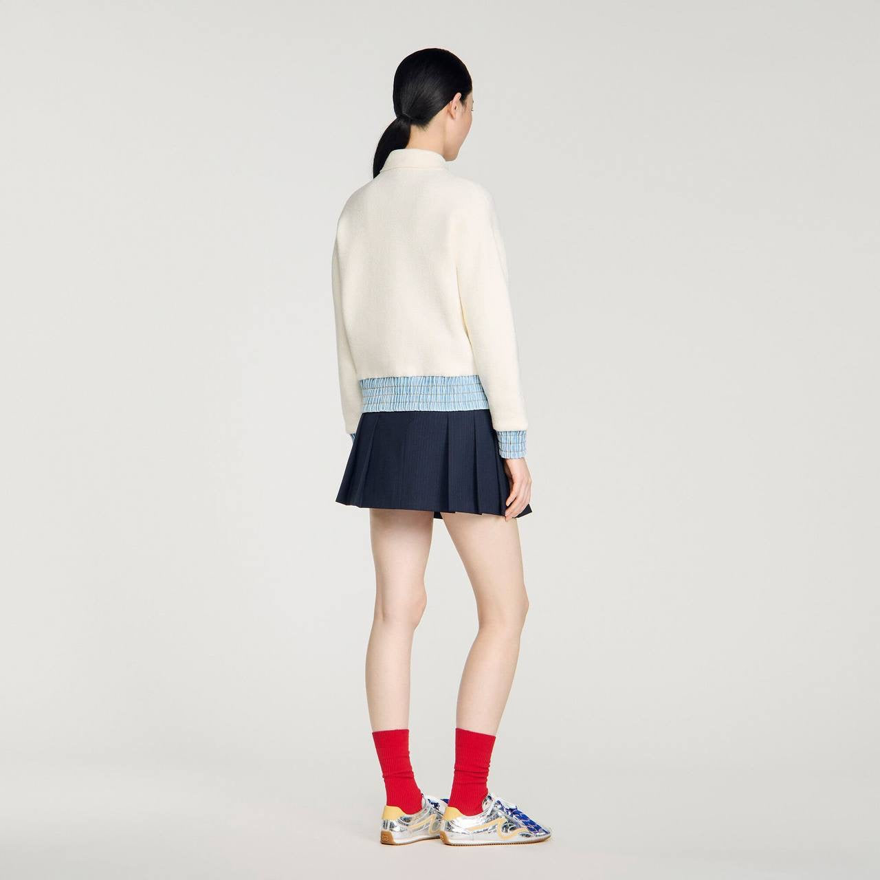 SD Bouclé Denim-Trim Cardigan Jacket