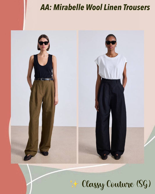 AA Mirabelle Wool-Linen High Waist Trousers Pants