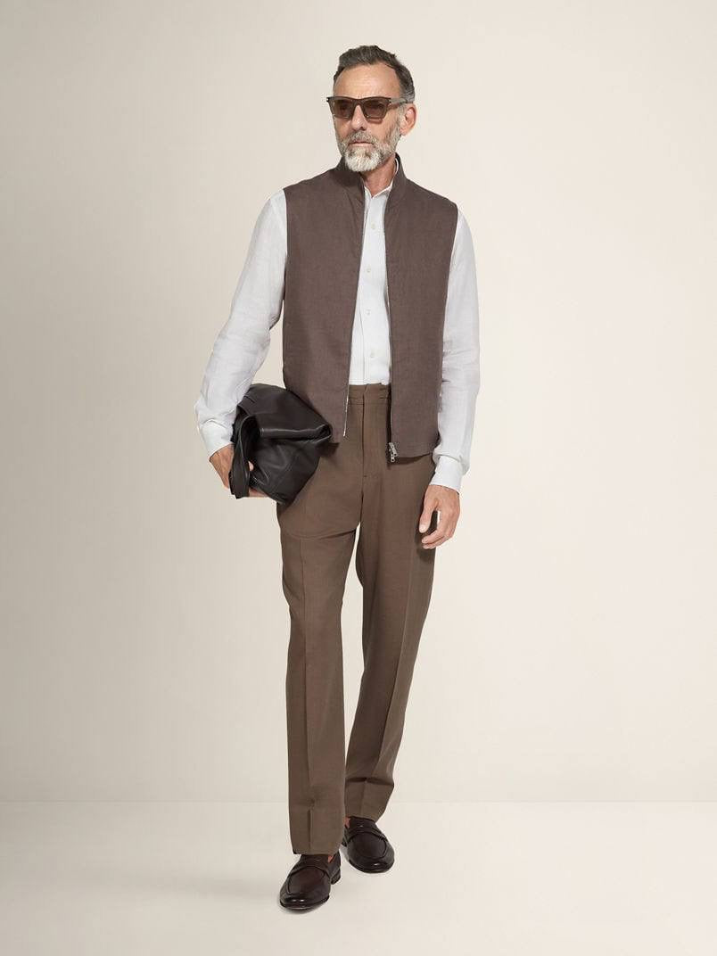 ZN Men’s Slim Fit Oasi Linen-cotton Gilet Vest