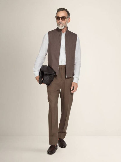 ZN Men’s Slim Fit Oasi Linen-cotton Gilet Vest