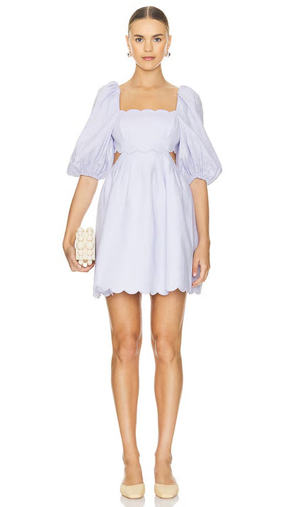 Zim Halliday Scallop Linen Mini Dress in Lilac