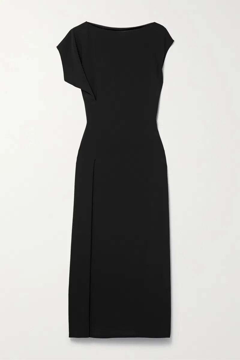 TR Blathine Asymmetric Crepe Midi Dress