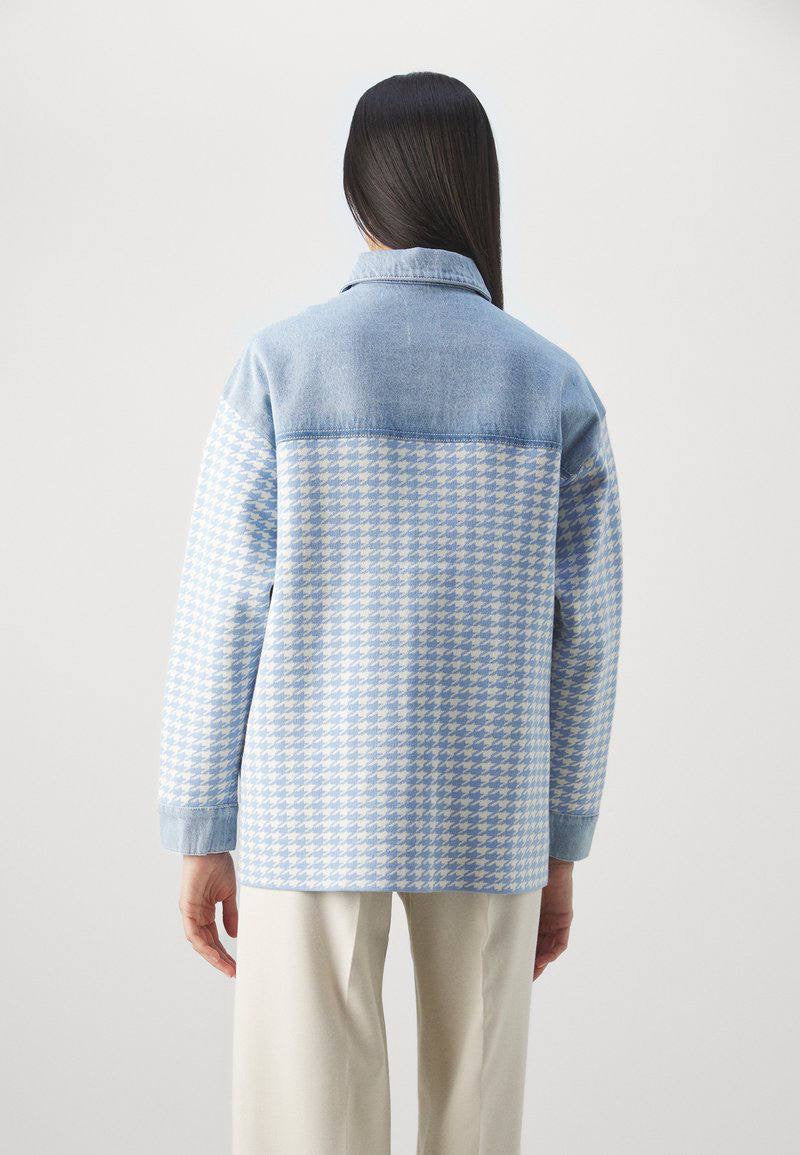 SD Houndstooth Denim-Paneled Shirt Jacket