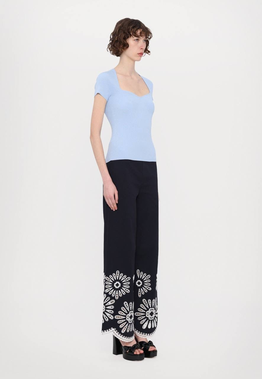 MJ Moka Rib Knit Sweetheart Shirt Top