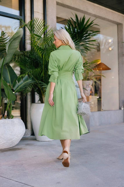 SK Jazz Pintuck Cotton-blend Midi Dress