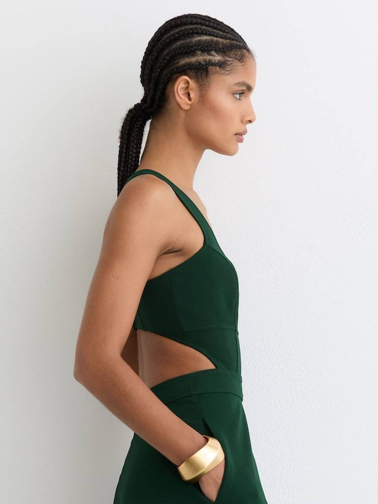 RS Dina Waisted Cut-Out Twill Midi Dress