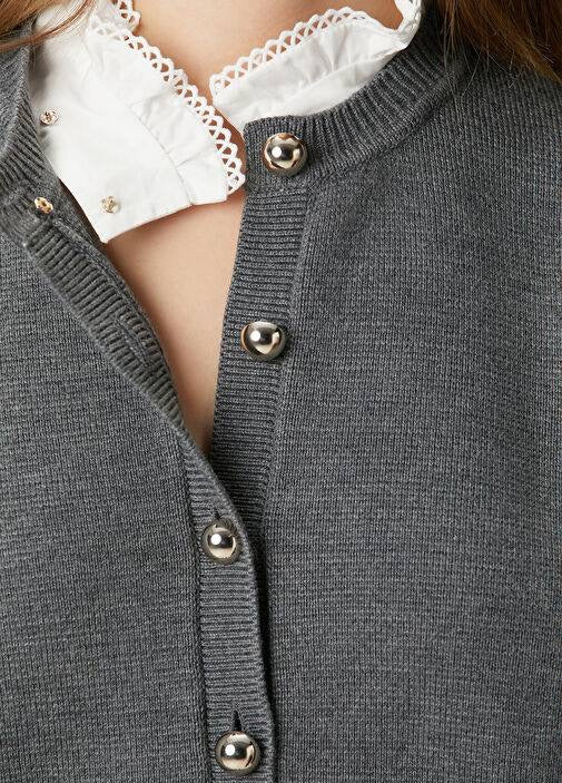 SD Grey Fine Knit Removable Collar Cardigan