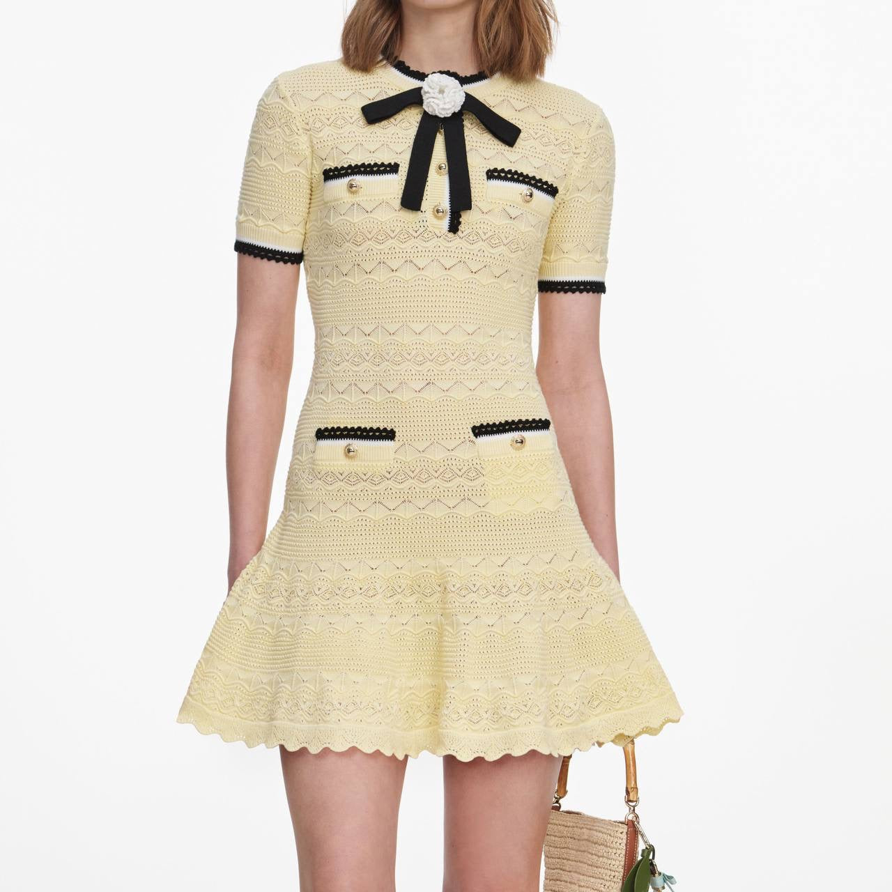 SP Yellow Pointelle Knit Mini Dress