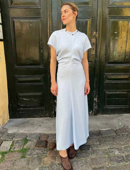 New Colors! Tot Slouch Waist Crinkled Viscose-Blend Midi Dress