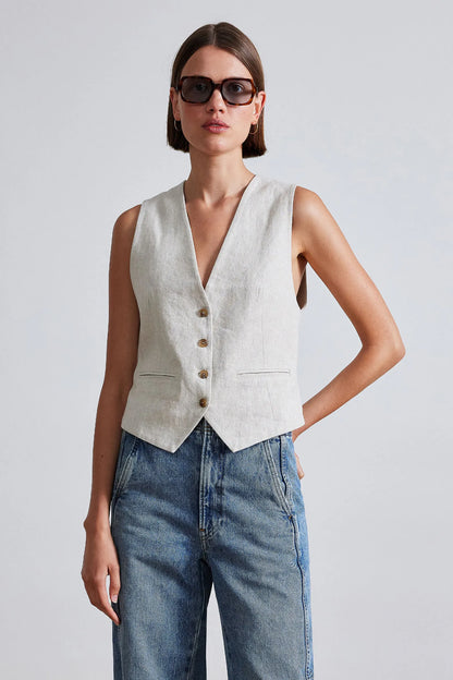 AA Cecilia Vest | Elsa Blazer | Bari Crop Trousers in Flax | Set