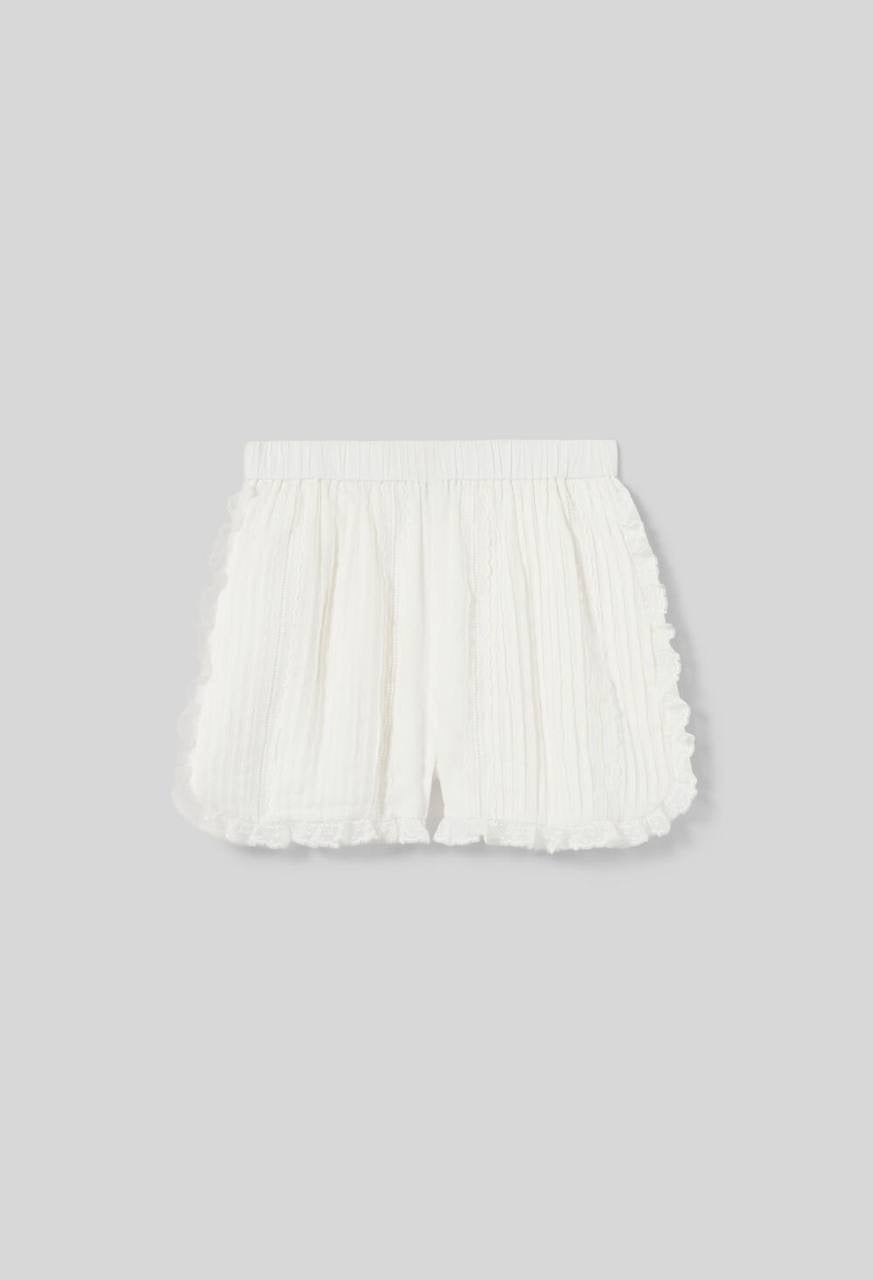 CP Cropped Lace Top | Short Frill Shorts | Ramie-Cotton Set
