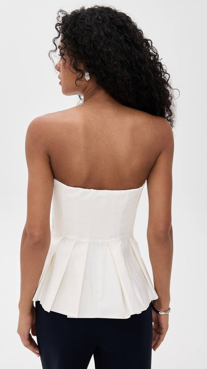 Ref Ashlyn Strapless Cotton Pleated Peplum Top