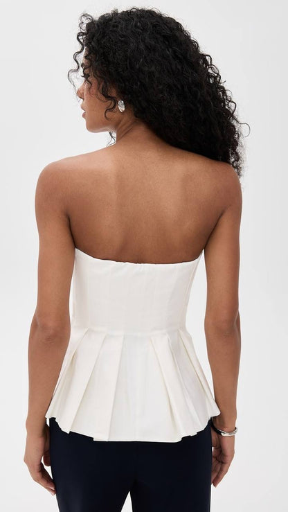 Ref Ashlyn Strapless Cotton Pleated Peplum Top