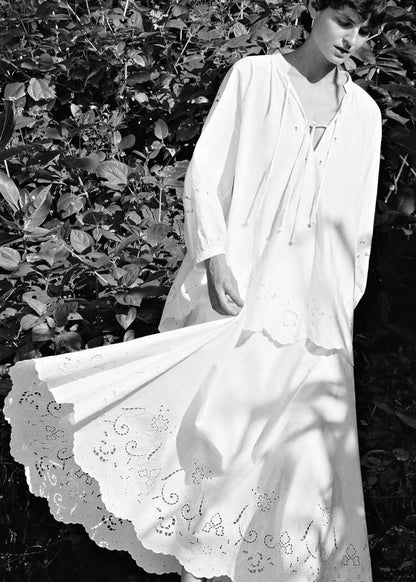 SE x EDI Long Line Embroidered Blouse | Midi Skirt