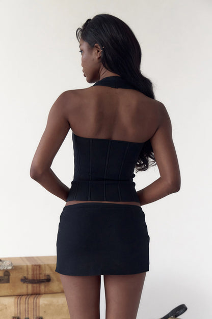 MP The Knit Halter Top | Mini Skort (Skirt w shorts) | Viscose-blend Set