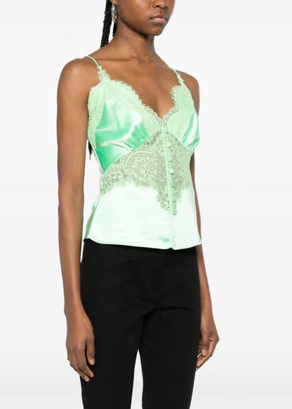 SP Green Satin Lace Cami Top