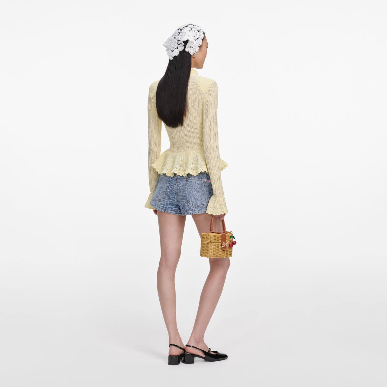 SP Croc-Embossed Denim Shorts