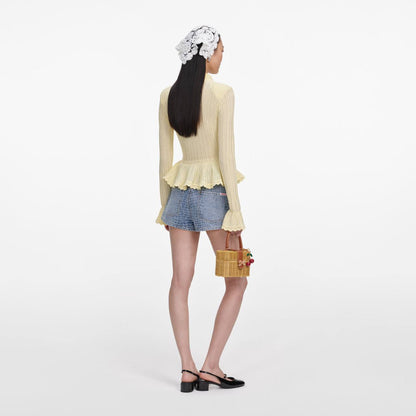 SP Croc-Embossed Denim Shorts