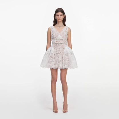 SP White Tulle Lace Mini Dress