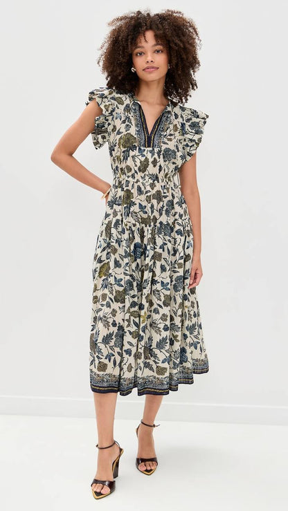 UJ Kairi Flutter Sleeve Midi Dress