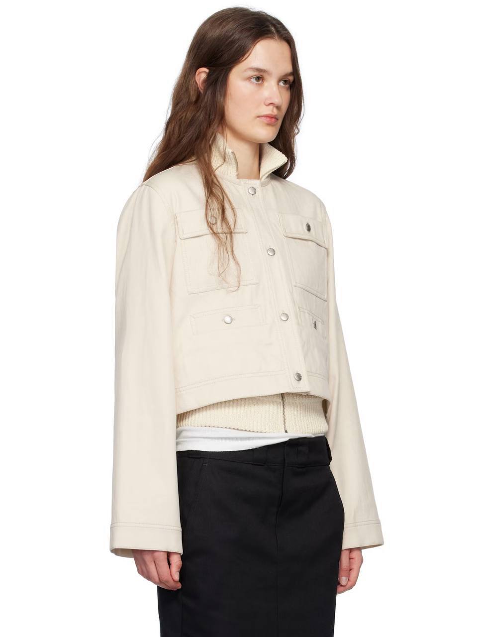 MC Chatel Button Sleeve Cotton-linen Crop Jacket