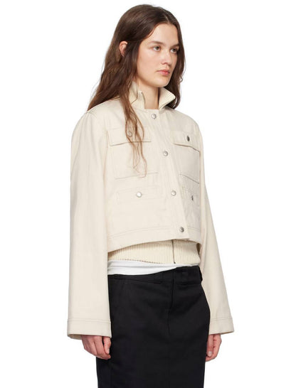 MC Chatel Button Sleeve Cotton-linen Crop Jacket