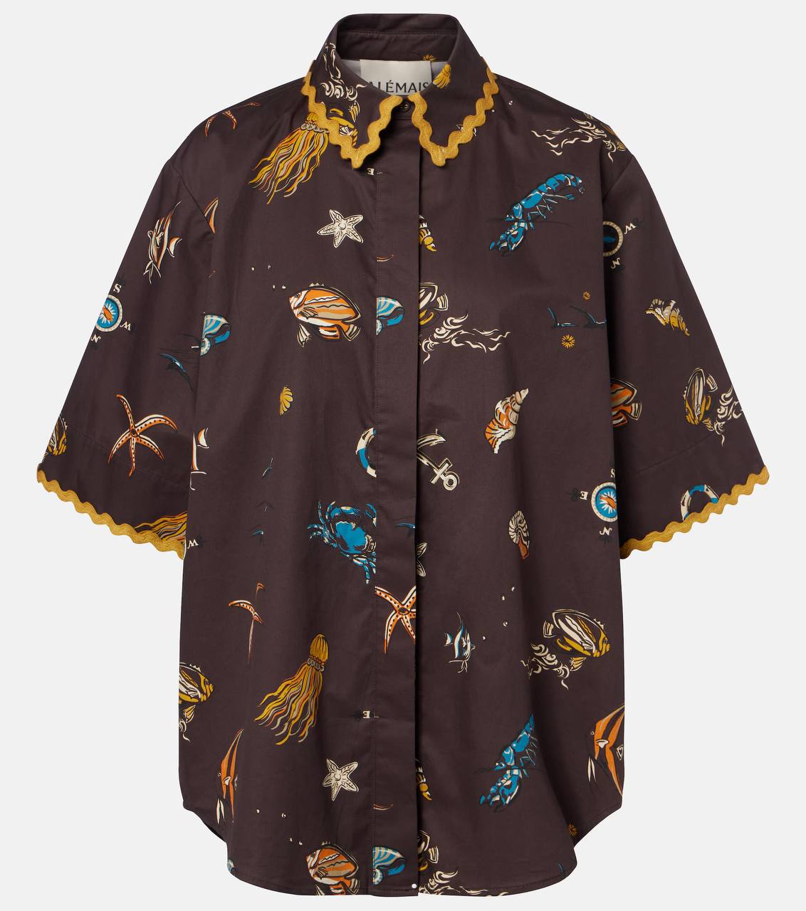 ALM Printed Ruched Cotton Shirt | Mini Skirt