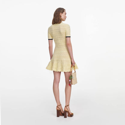 SP Yellow Pointelle Knit Mini Dress