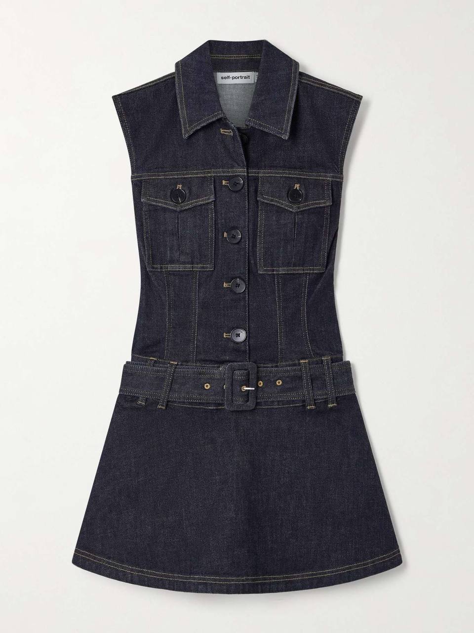 SP Indigo Denim Flared Mini Dress
