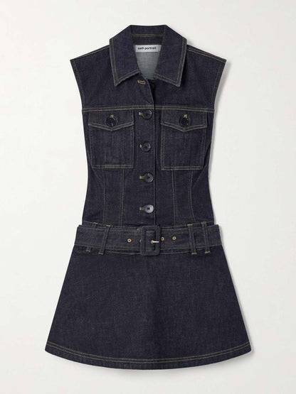 SP Indigo Denim Flared Mini Dress