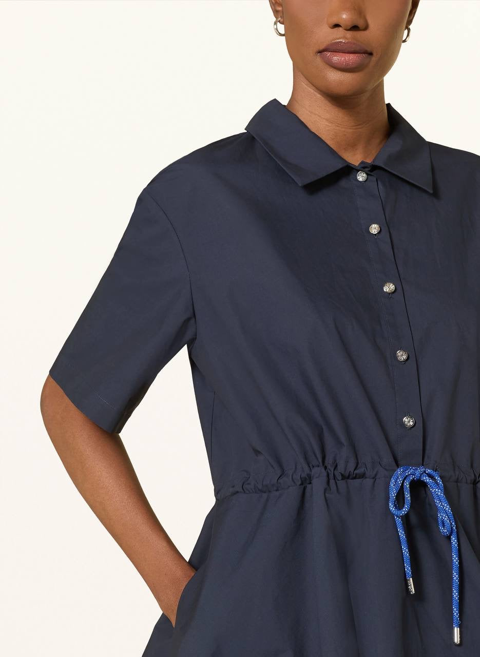 MJ Romimita Short-Sleeved Cotton Bubble Drawstring Mini Dress Shirtdress