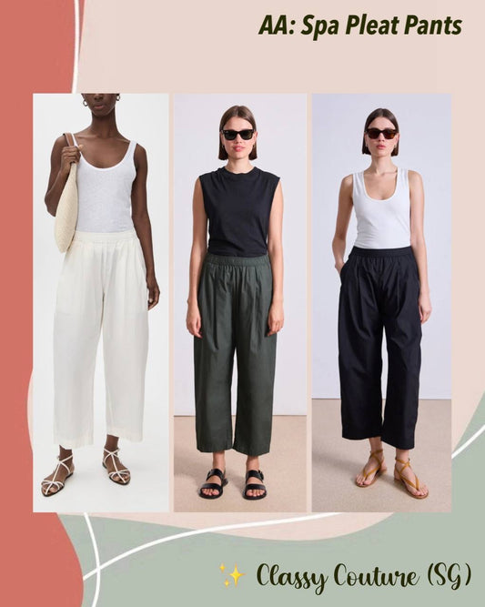 AA Spa Pleat Cotton Smock-waist Jogger Pants