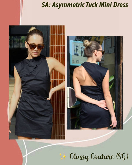SA Asymmetric Tuck Mini Dress