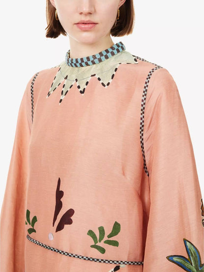 ALM Laurence Belted Linen-Silk Midi Dress