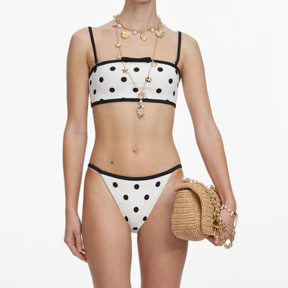 SP Black Polka Dot One-piece Swimsuit | White Polka Dot Bikini Top & Bottom Set