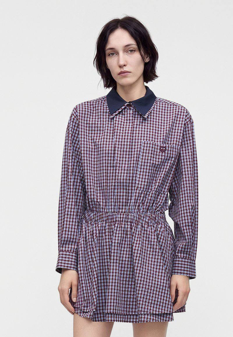 MJ Ritilona Rhinestone Checked Mini Dress