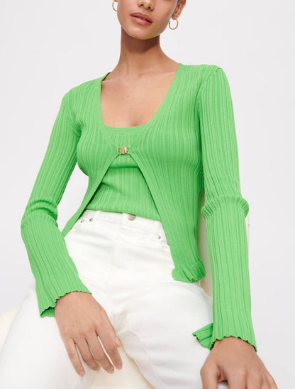 MJ Rib Knit Tank Top | Cardigan