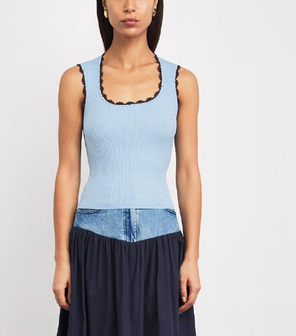 SD Crochet Detail Viscose-blend Knit Tank Top