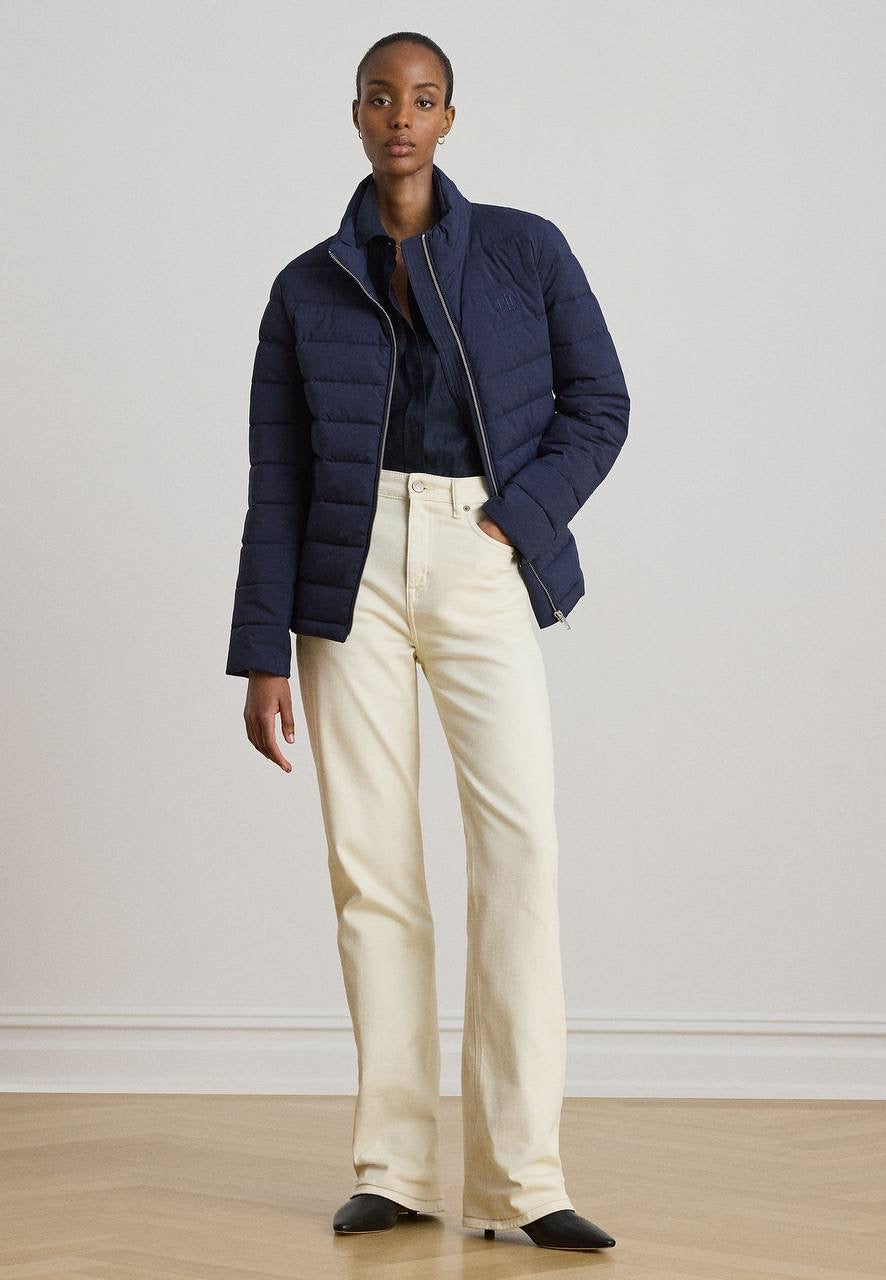 Quilted Stand-collar Mockneck Lightweight Puffer Jacket
