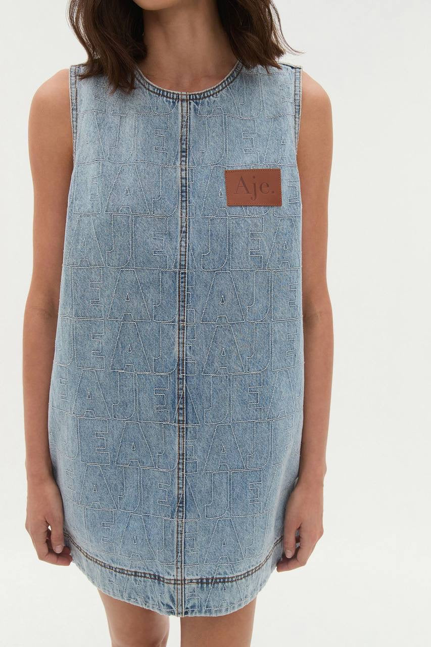 AJ Kindle Denim Sleeveless Shift Mini Dress