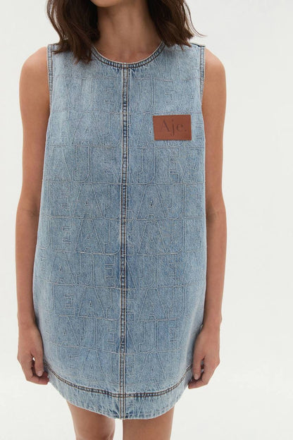 AJ Kindle Denim Sleeveless Shift Mini Dress