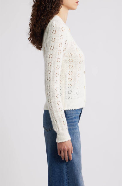 DN Emery Alpaca-Wool-blend Pointelle Knit Cardigan